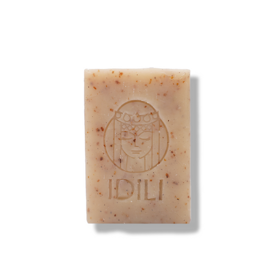 Savon naturel exfoliant IDILI – soin solide visage à base de figue de barbarie et grains exfoliants