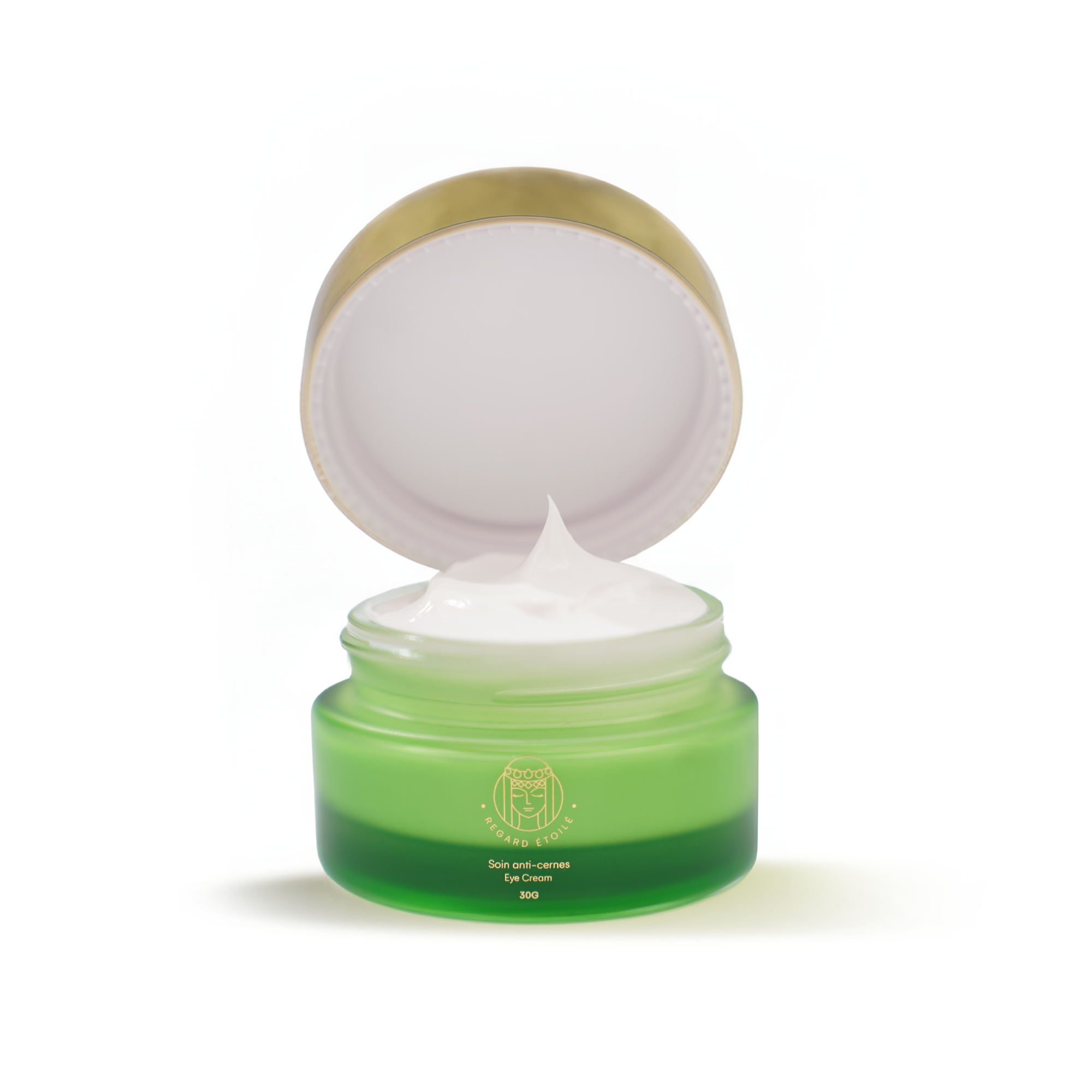 Pot ouvert de crème anti-cernes IDILI – texture onctueuse hydratante pour le contour de l'œil